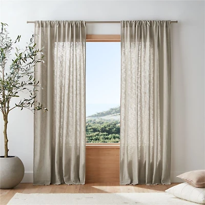 Lindstrom Warm Beige Organic Cotton Sheer Window Curtain Panel 52"x96"