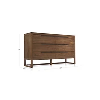 Linea 66" Natural Teak Wood 6-Drawer Dresser