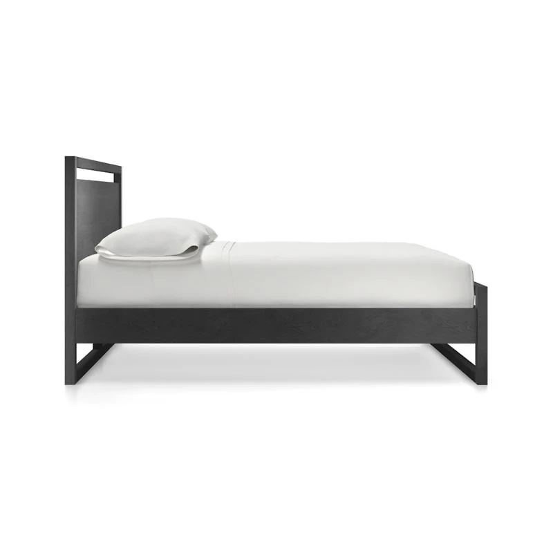 Linea Black Teak Wood King Bed