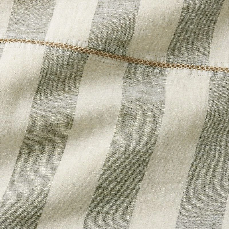 Aire Natural EUROPEAN FLAX ™-Certified Linen Cabana Stripe Arcadia Tan/Burnt Green Euro Bed Pillow Sham