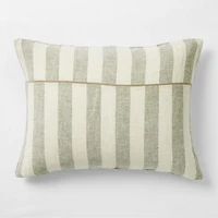 Aire Natural EUROPEAN FLAX ™-Certified Linen Cabana Stripe Arcadia Tan/Burnt Green Euro Bed Pillow Sham