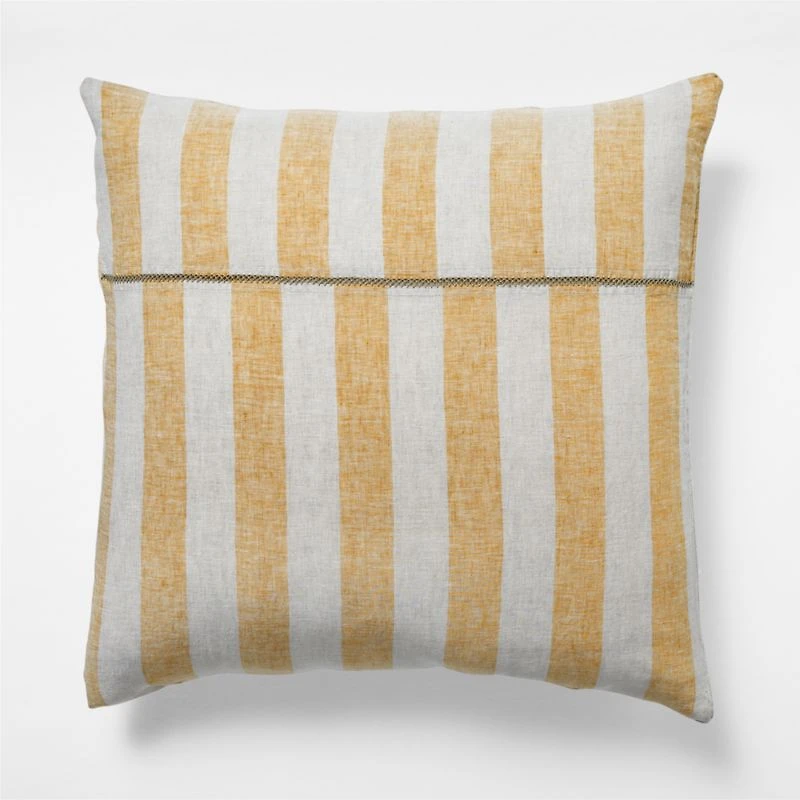 Aire Natural EUROPEAN FLAX ™-Certified Linen Cabana Stripe Arcadia Tan/Savannah Yellow Euro Bed Pillow Sham