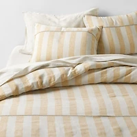 Aire Natural EUROPEAN FLAX ™-Certified Linen Cabana Stripe Arcadia Tan/Savannah Yellow Euro Bed Pillow Sham