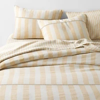 Aire Natural EUROPEAN FLAX ™-Certified Linen Cabana Stripe Arcadia Tan/Savannah Yellow Euro Bed Pillow Sham