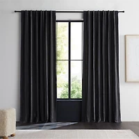 Storm Grey & Crisp White Linen Double Pinstripe Blackout Window Curtain Panel 52"x120"