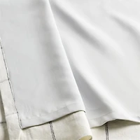 Pampas Ivory & Storm Grey Linen Double Pinstripe Grid Blackout Window Curtain Panel 52"x84"