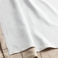 Warm Beige & Storm Grey Linen Double Pinstripe Grid Blackout Window Curtain Panel 52"x84"