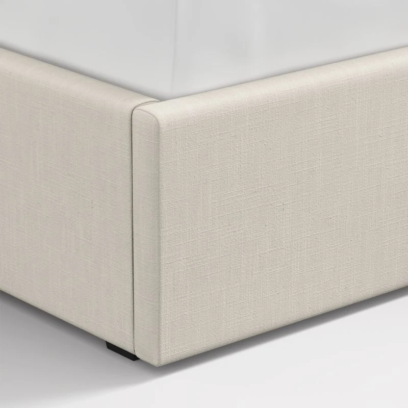 Meraux 56" Ivory Upholstered Queen Headboard with Storage Bed Base