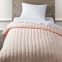 Light Pink Linen Baby Crib Quilt