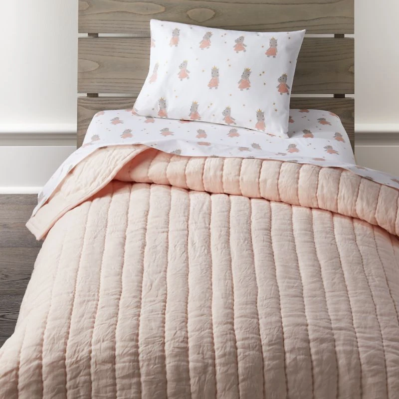 Light Pink Linen Baby Crib Quilt