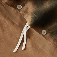 Aire Natural EUROPEAN FLAX ™-Certified Oversized Floral Ocher Tan/Burnt Green Full/Queen Duvet Cover