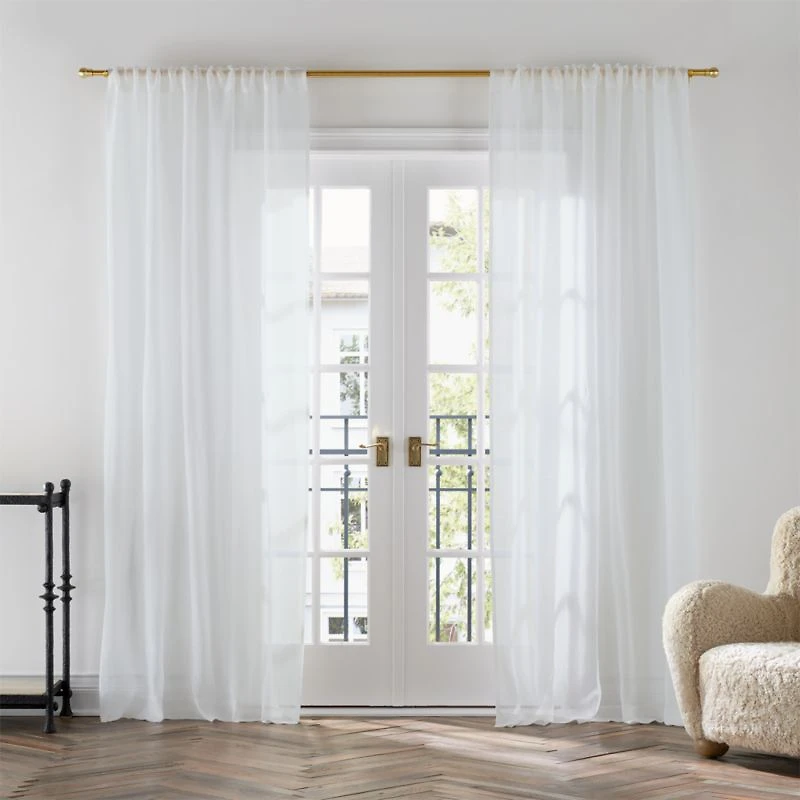 White European Flax ™-Certified Linen Sheer Window Curtain Panel 52"x84"