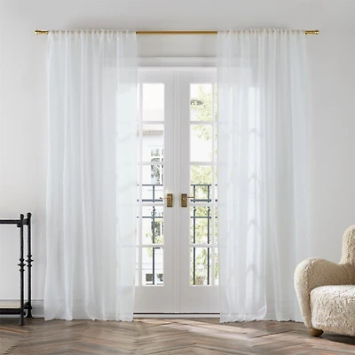 White European Flax ™-Certified Linen Sheer Window Curtain Panel 52"x84"