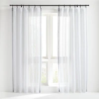 Bordered White Sheer Linen Curtain Panel 52"x84"