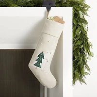 Linen Polar Bear Kids Christmas Stocking