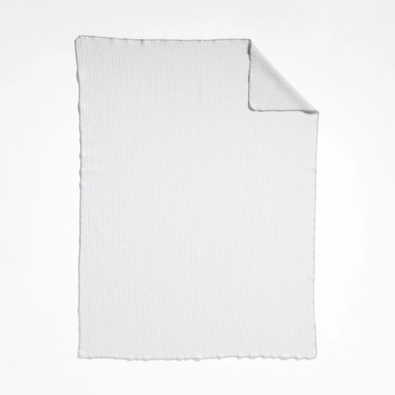 Llama Wool and Organic Cotton Blend Textured 70"x55" Light Grey Throw Blanket