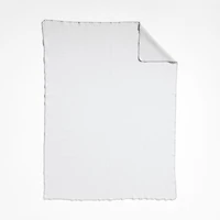Llama Wool and Organic Cotton Blend Textured 70"x55" Light Grey Throw Blanket
