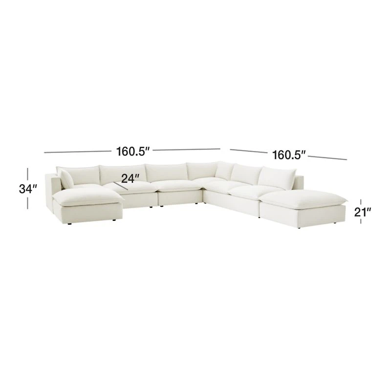 Lotus Deep Modular 7-Piece Sectional Sofa