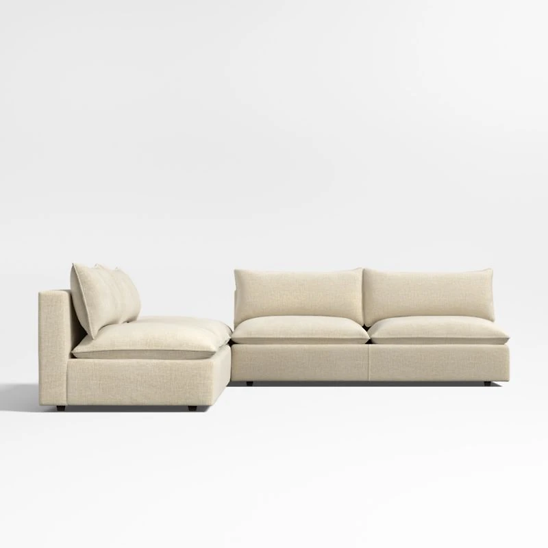 Lotus Deep Modular 3-Piece L-Shaped Sectional Sofa with Ottoman