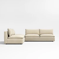 Lotus Deep Modular 3-Piece L-Shaped Sectional Sofa with Ottoman
