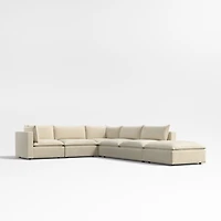 Lotus Deep Modular 5-Piece L-Shaped Sectional Sofa with Ottoman