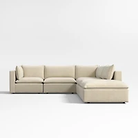 Lotus Deep Modular 5-Piece L-Shaped Sectional Sofa with Ottoman