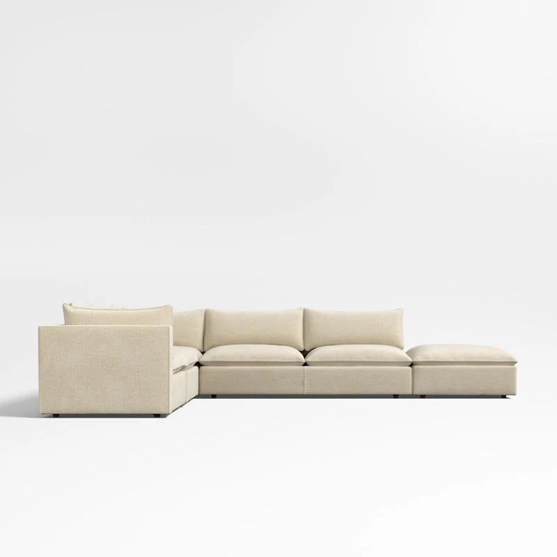 Lotus Deep Modular 5-Piece L-Shaped Sectional Sofa with Ottoman
