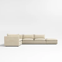 Lotus Deep Modular 5-Piece L-Shaped Sectional Sofa with Ottoman