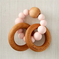 Loulou Lollipop Wood and Pink Silicone Baby Teether