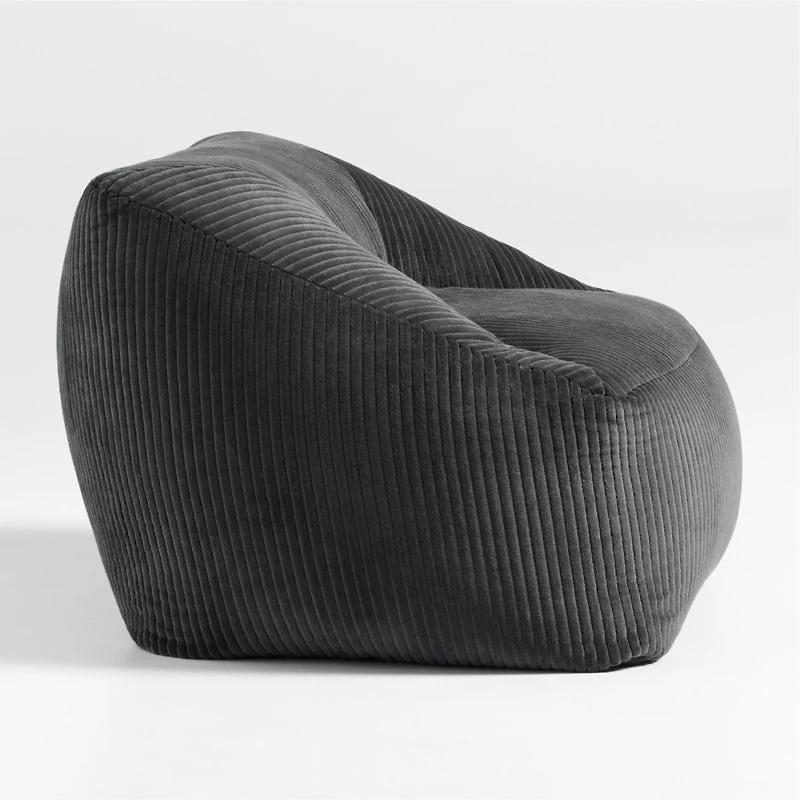 Charcoal Grey Velvet Corduroy Kids Lounge Chair