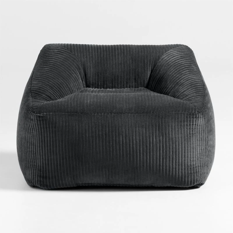 Charcoal Grey Velvet Corduroy Kids Lounge Chair