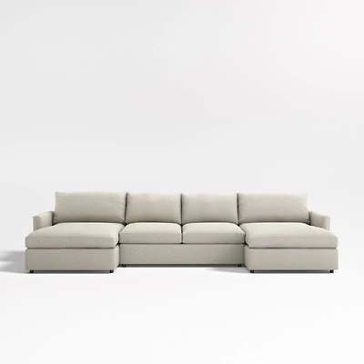 Lounge Deep 3-Piece U-Shaped Sectional Sofa with Double Chaise Lounge
