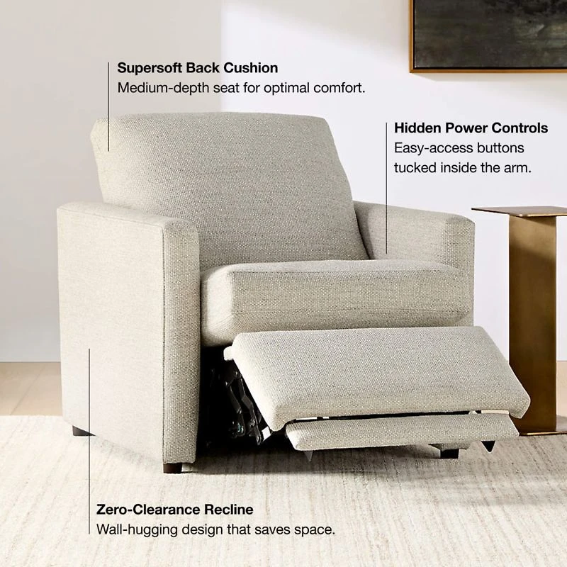 Lounge 34" Leather Power Recliner Chair