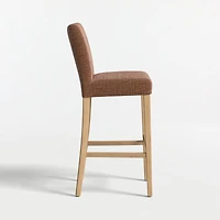 Lowe Doux Sienna Upholstered Bar Stool with Natural Wood Legs