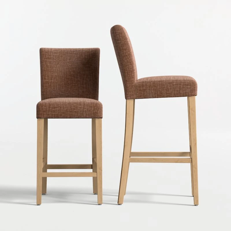 Lowe Doux Sienna Upholstered Bar Stool with Natural Wood Legs