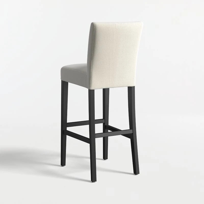 Lowe Ivory Upholstered Bar Stool with Ebony Wood Legs