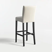 Lowe Ivory Upholstered Bar Stool with Ebony Wood Legs