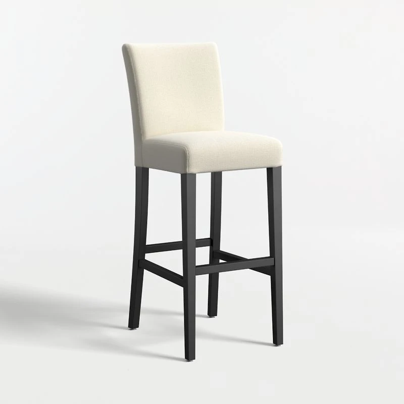 Lowe Ivory Upholstered Bar Stool with Ebony Wood Legs