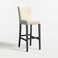 Lowe Ivory Upholstered Bar Stool with Ebony Wood Legs