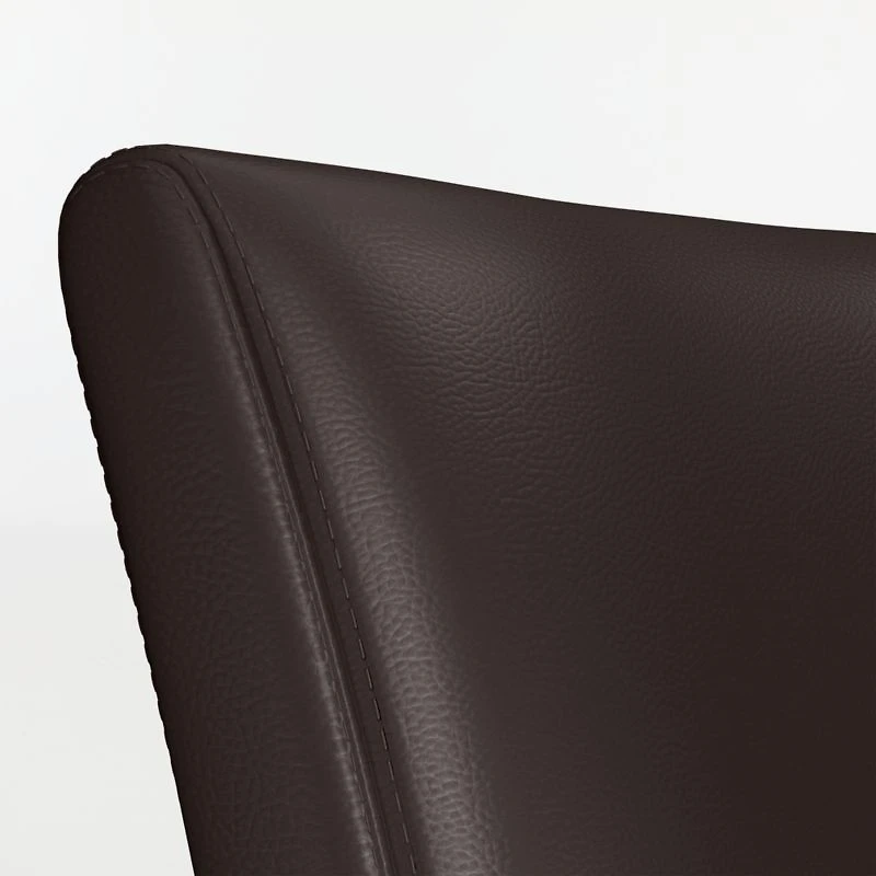 Lowe Chocolate Leather Bar Stool with Natural Wood Legs