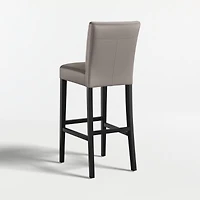 Lowe Grey Leather Bar Stool with Ebony Wood Legs