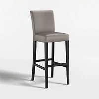 Lowe Grey Leather Bar Stool with Ebony Wood Legs