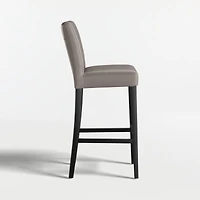 Lowe Grey Leather Bar Stool with Ebony Wood Legs