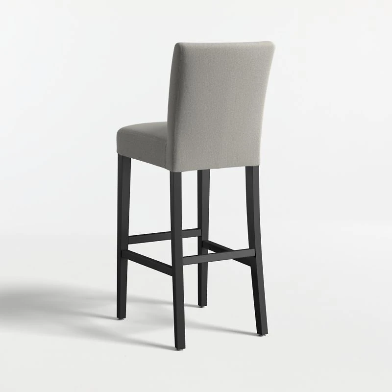 Lowe Charcoal Grey Upholstered Bar Stool with Ebony Wood Legs
