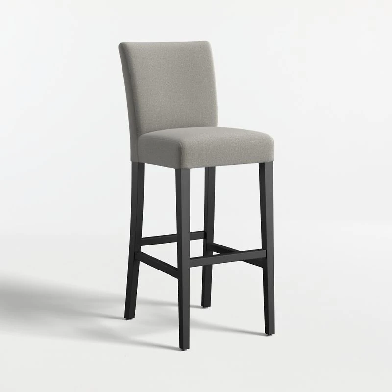 Lowe Charcoal Grey Upholstered Bar Stool with Ebony Wood Legs