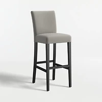Lowe Charcoal Grey Upholstered Bar Stool with Ebony Wood Legs