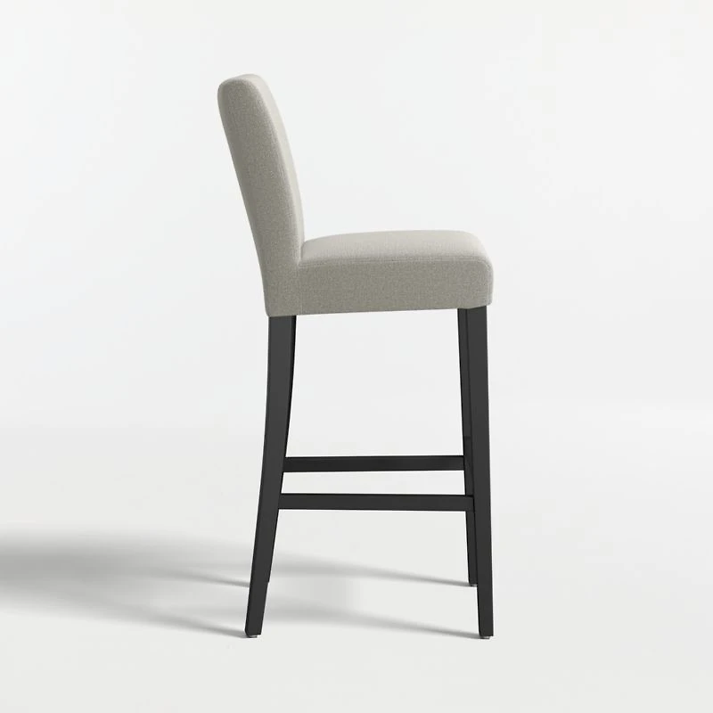 Lowe Charcoal Grey Upholstered Bar Stool with Ebony Wood Legs