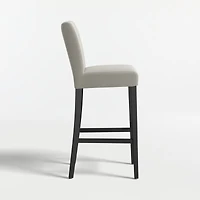 Lowe Charcoal Grey Upholstered Bar Stool with Ebony Wood Legs