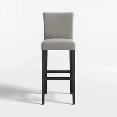 Lowe Charcoal Grey Upholstered Bar Stool with Ebony Wood Legs