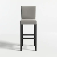 Lowe Charcoal Grey Upholstered Bar Stool with Ebony Wood Legs
